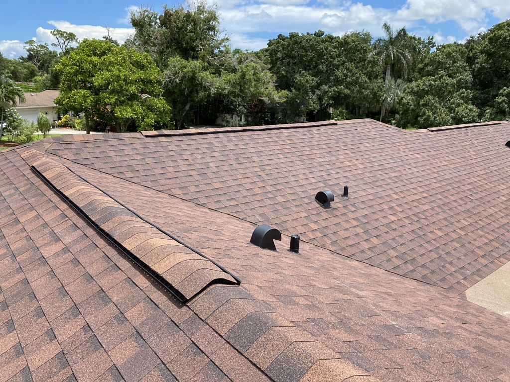 Red tile rooftop of a residential home