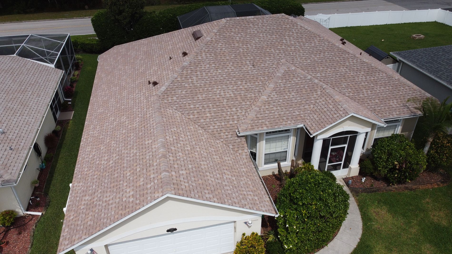 Roof replacement from overhead in Melbourne, FL